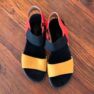 Sesto Meucci - Eirlys Wedge Sandal, Mustard & Orange Leather, 7M